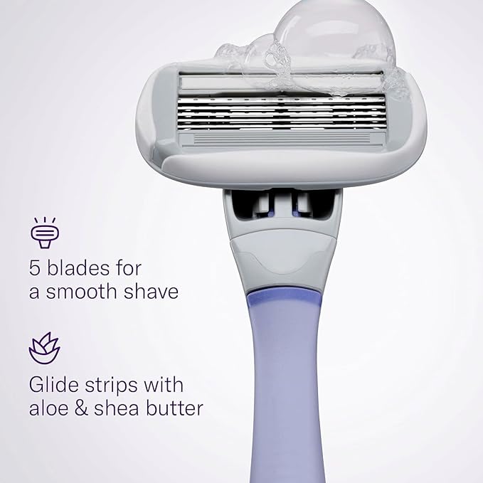 Flamingo Razors for Women, 1 Razor (Lilac) Handle, 1 Razor Blade Refill, and 1 Shower Holder