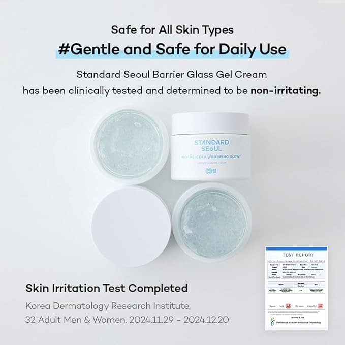 Standard Seoul Barrier Glass Gel Moisturizer – Instantly Soothes & Hydrates, Lightweight Gel Cream for Sensitive Skin, Panthenol & 5 Ceramides, Glass-Skin Finish, 50ml