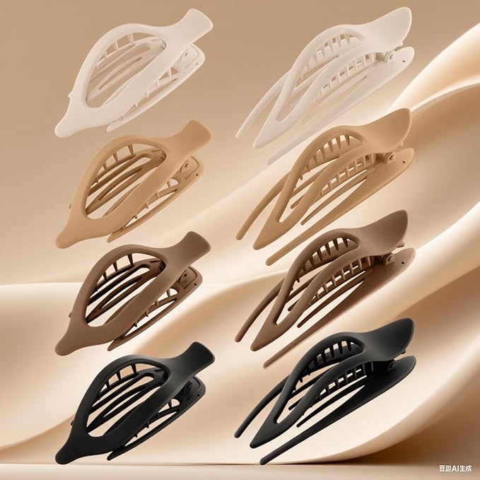 Flat Hair Clips for Women-8Pcs Large Matte No-Slip French Concord Claws, Accessories for Thick & Thin Hair (Neutral, Bundle)