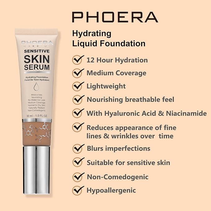 2024 New PHOERA Foundation Makeup for Mature Skin, (N06 Mocha)