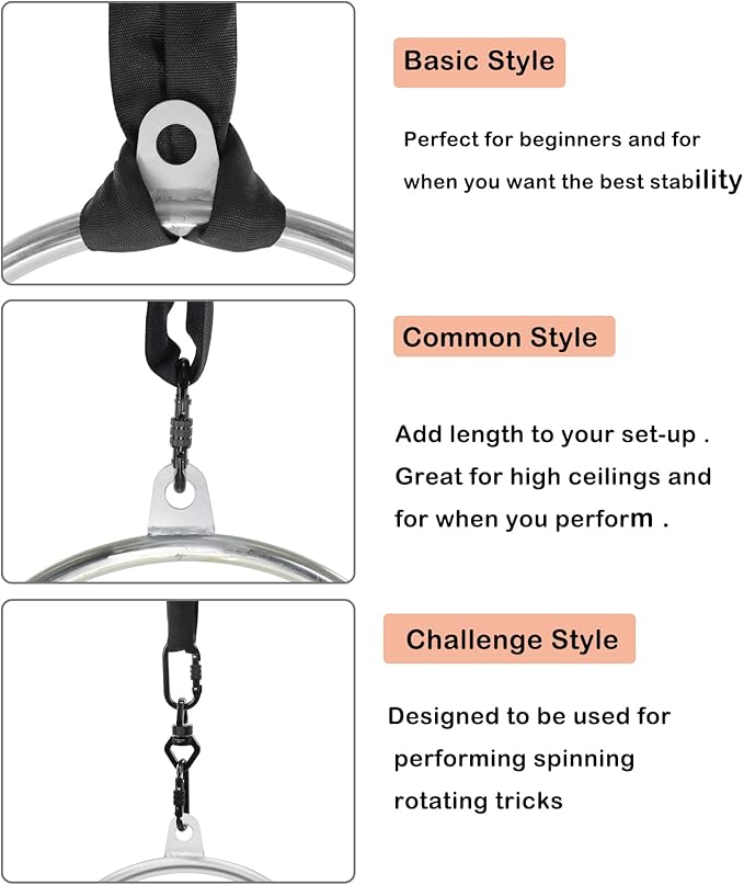 Aerial Lyra Hoop Rigging Set 25mm Stainless Steel 31inch to 39 inch