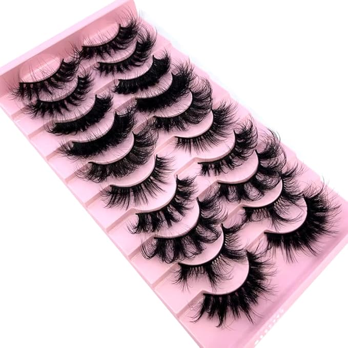 HBZGTLAD Soft Mink Eyelashes 3D Curl Winged End Eye Elongated Fake Lashes Thick Handmade Natural False Eyelash Messy Cross Lash Wholesale (MX-1)