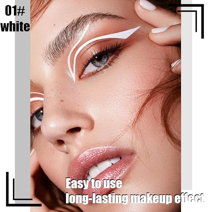 evpct White Matte Liquid Eyeliner Waterproof Smudge Proof, White Eye Liner Liquid Liner for Face Body Paint, Long-lasting Eyeliner Waterline Thin Quick-dry Eyeliners Pencil Eye Makeup Stay all Day