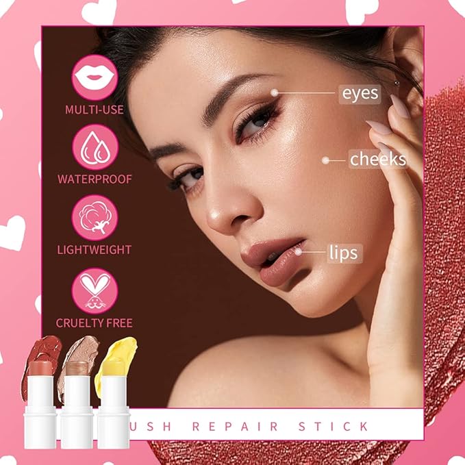Makeup Sticks Set, Matte Cream Blush Stick for & Contour)
