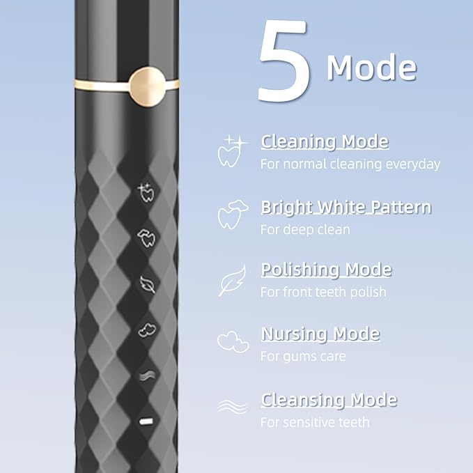 Water flosser+Electric Toothbrush Combination Set -5-Speed Sonic Electric Toothbrush, 4-Speed Portable Water flosser, Super Waterproof, a Great Gift for Friends (Blue)