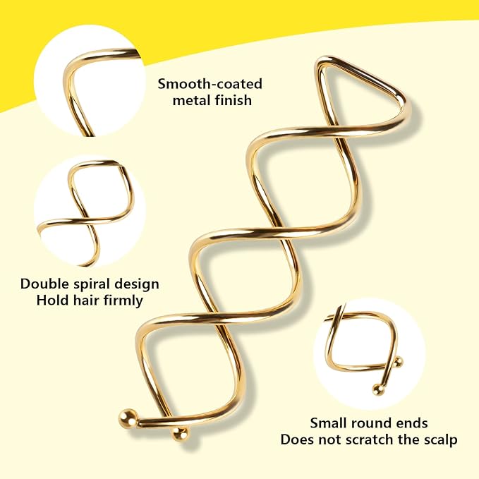 Teenitor 20Pcs Spiral Bobby Pins, Spiral Hair Pins Spin Pins for Hair, Hair Bun Maker, Hair Twist Bobby Pins for Buns Dance Accessories with 10 Hair Ties, Blonde