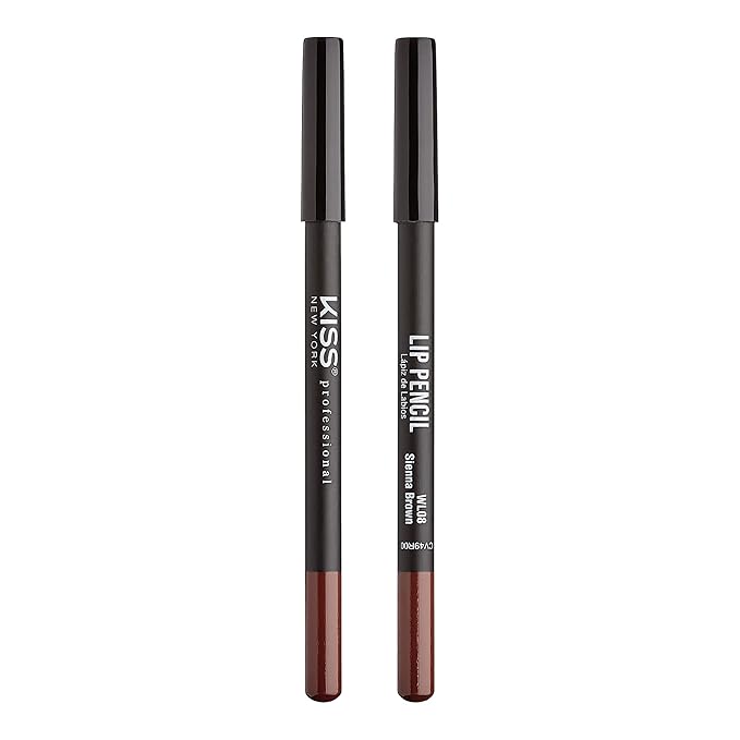 KISS New York Professional Slim Lip Pencil, Creamy Soft Lip Liner, Smooth Long-Lasting Rich Lip Color, Natural Lip Makeup, Water-Resistant Lip Crayon (Sienna Brown)