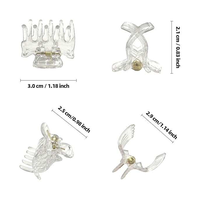 22 Pcs Little Hair Clips Clear Plastic Hair Claw Clips for Girls and Women Hair, 1 inch Small Hair Clips for Teens and Adult Design Hairstyles.