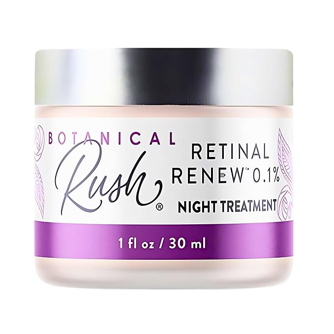 BOTANICAL RUSH Retinal Renew Night Cream for Face & Neck, Fragrance-Free Moisturizer with Peptides & Botanical Extracts, Helps Smooth the Look of Fine Lines & Uneven-Looking Tone, 1 oz Jar