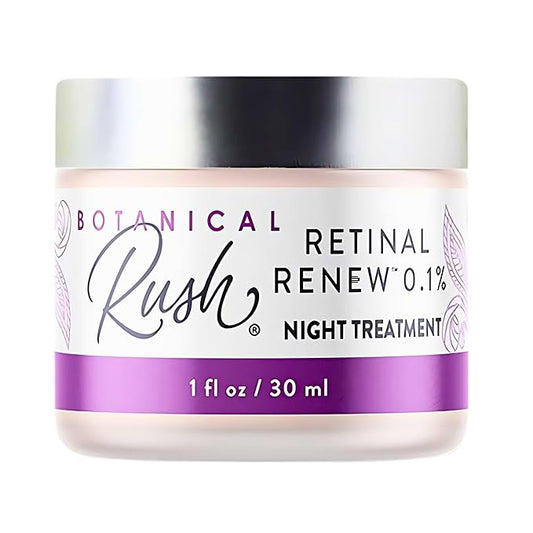 BOTANICAL RUSH Retinal Renew Night Cream for Face & Neck, Fragrance-Free Moisturizer with Peptides & Botanical Extracts, Helps Smooth the Look of Fine Lines & Uneven-Looking Tone, 1 oz Jar