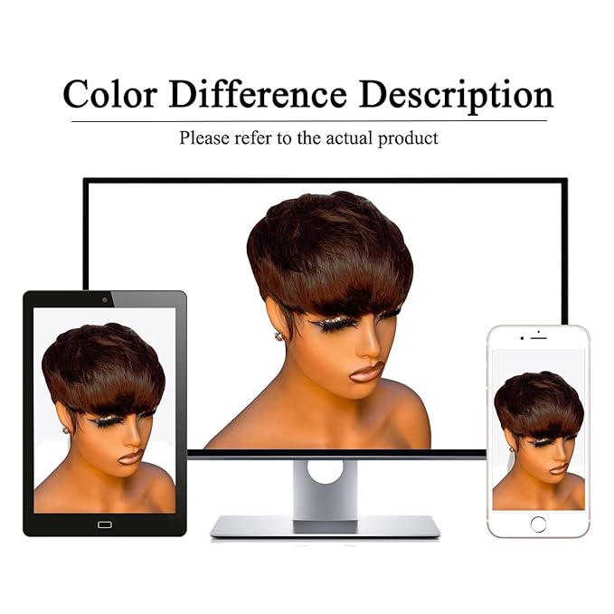 Pixie Cut Wig For Black Women Brazilian Virgin Human Hair Short Blonde Hair Straight Layered Full Machine Made Non Lace Front Glueless Wig 4#