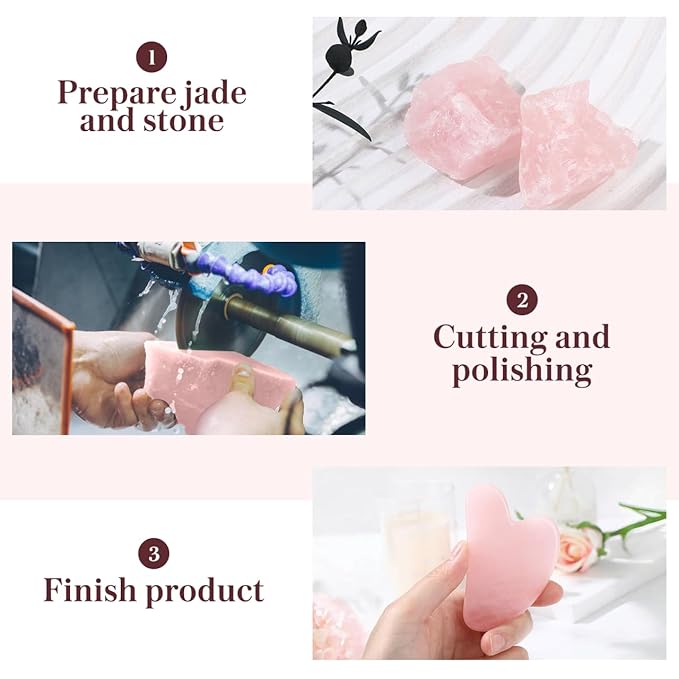 Rosenice Gua Sha Facial Tool: 2 Pcs Jade GuaSha Stone Massager for Women Face Sculpting, Puffiness Reduction, Jawline Definition