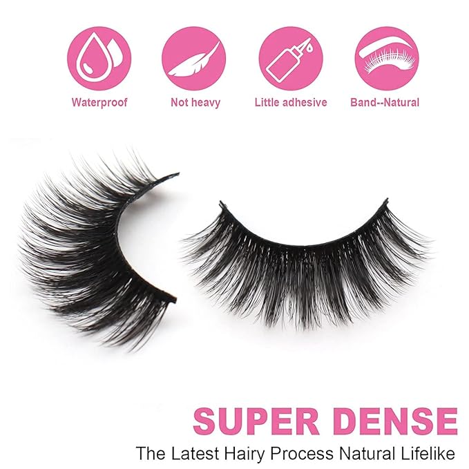 Losha Eyelashes Natural Look Faux Mink Lashes Pack Handmade Fluffy False Eyelashes 14 Pairs Eye Lashes (70)
