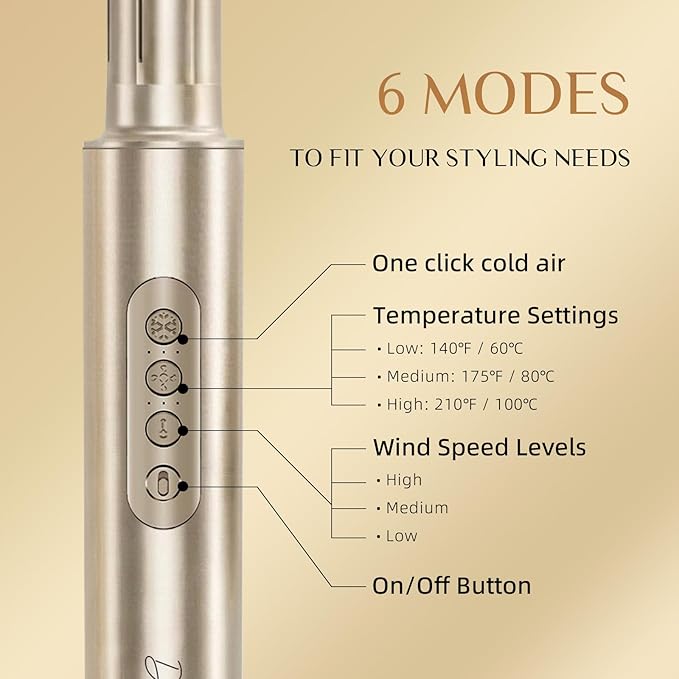 DORISILK 8 in 1 Hair Styler & Hair Dryer Brush Blow Dryer, 110,000 RPM High-Speed Hot Brush Styler and Auto Wrap Curlers, Ionic Smooth for Straightening Curling Volumizing Fast Drying, Champagne Gold