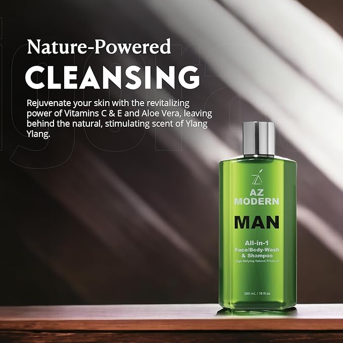 Ageless Zen 3-in-1 Face Wash, Body Wash & Shampoo 10.14 + 2 FL OZ | To Wash Away Sweat, Dirt & Excess Skin Oils | Odor Cleansing Aloe Vera & Jojoba Oil Formula | For All Skin Types