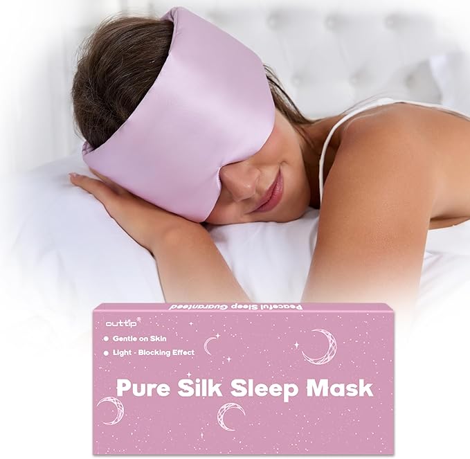 100% Mulberry Silk Sleep Mask for Women & Men Beauty Sleep, Adjustable Blindfold Silk Eye Mask for Sleeping Side Sleepers, Soft Pressure-Free Design for Home, Travel, Office, Napping, Christmas Gift