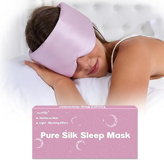 100% Mulberry Silk Sleep Mask for Women & Men Beauty Sleep, Adjustable Blindfold Silk Eye Mask for Sleeping Side Sleepers, Soft Pressure-Free Design for Home, Travel, Office, Napping, Christmas Gift