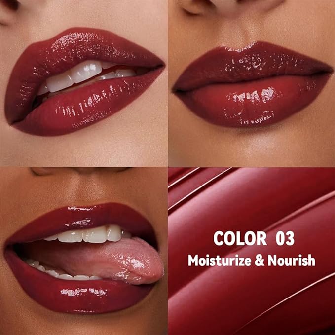 Wine Red Honey Tinted Lip Stain Lip Balm Lip Gloss Lipstick, Sheer Hydrating Lip Stains Tint, Moisturizing Lip Color for All Skin Tones, Nourishing Lip Balm with a Hint of Natural Black Cherry