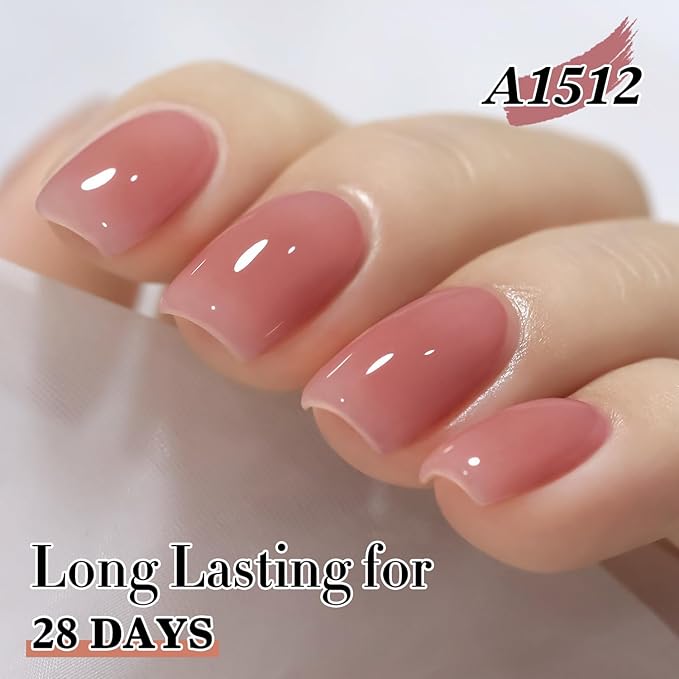 Double Rhythm 0.50 OZ Translucent Gel Polish Same Color Same Bottle Sheer Pastel Neutral Natural Milky 15 ML Jelly UV Nail Art DIY at Home (Jelly Purple Pink-A1512)