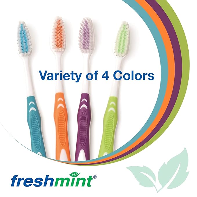FRESHMINT Individually Wrapped Bulk Premium Toothbrushes (100 Pack), Oversized Easy Grip Handle, Soft Multi Color Nylon Bristles Perfect for Travel, Hotel, Donation. Toothpaste Sold Separately.