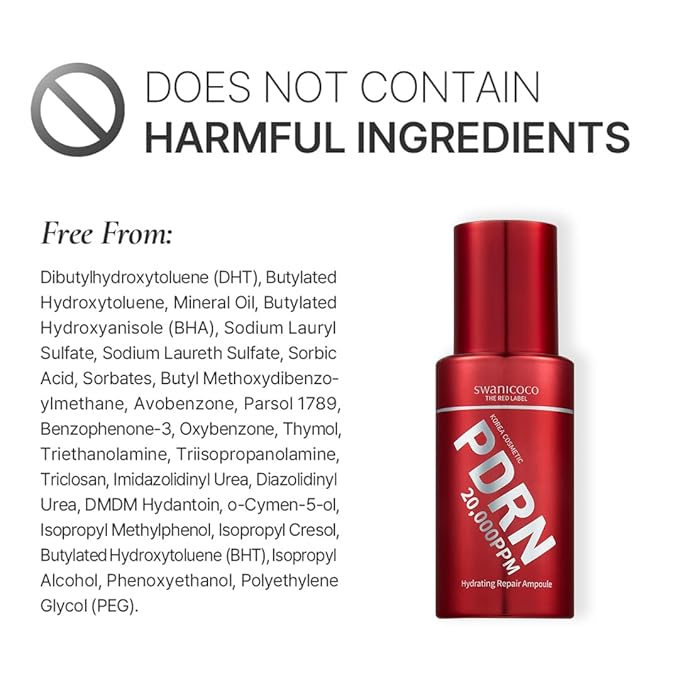 Swanicoco PDRN 2% Hydrating Repair Ampoule Serum, Salmon DNA 20,000 ppm 2% Powerful Anti Aging Face and Neck for Skin Turnover Skin Regeneration Wound Healing Korean Skincare 30ml 1Fl Oz