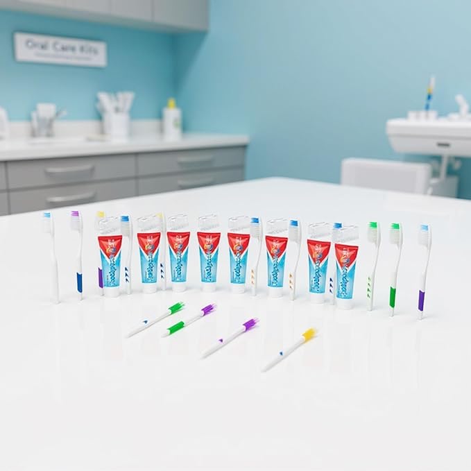 100 Bulk Toothbrushes Individually Wrapped with Toothpaste, Covers, Picks | Soft Disposable Toothbrushes with Toothpaste Built in Individually Wrapped Oral Hygiene Kits for Travel, Homeless Bulk