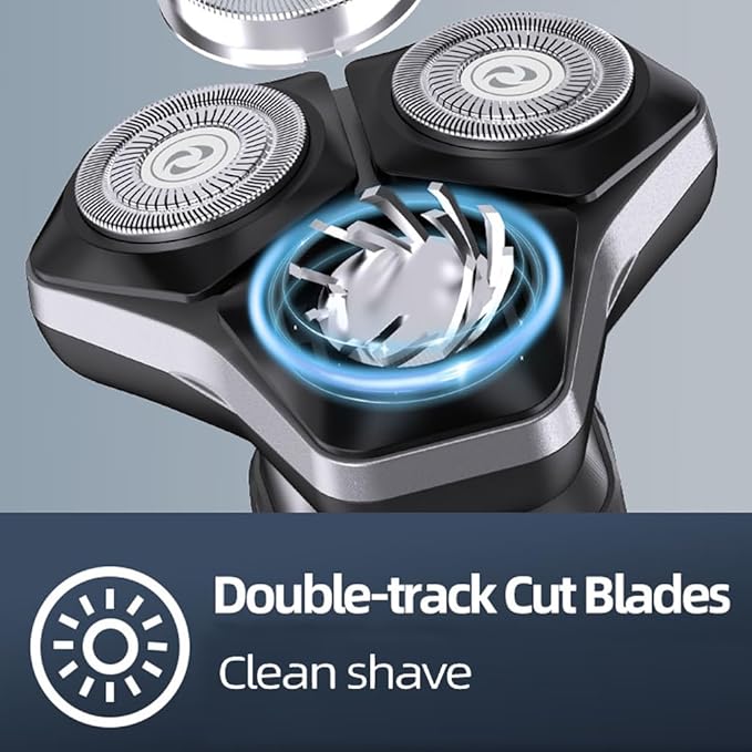 Electric Razor for Men Cordless: Wet/Dry Rotary Shaver Waterproof - USB Fast Charging & Sensitive Skin Care. 3-Blade Rotary Shaving System.LED Display, Travel Lock