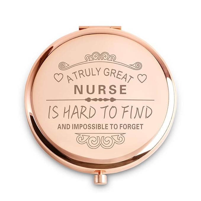 Nurse Appreciation Gifts for Women, Thank You Gifts for Nurse, Personalized Compact Mirror, Goodie Bag & Basket Stuffers for Valentines Day