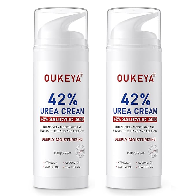 OUKEYA Urea Cream 42% Plus 2% Salicylic Acid, For Extremely Dry Skin on Heels, Elbows, Knees, 5.29 Ounce (Pack of 2)