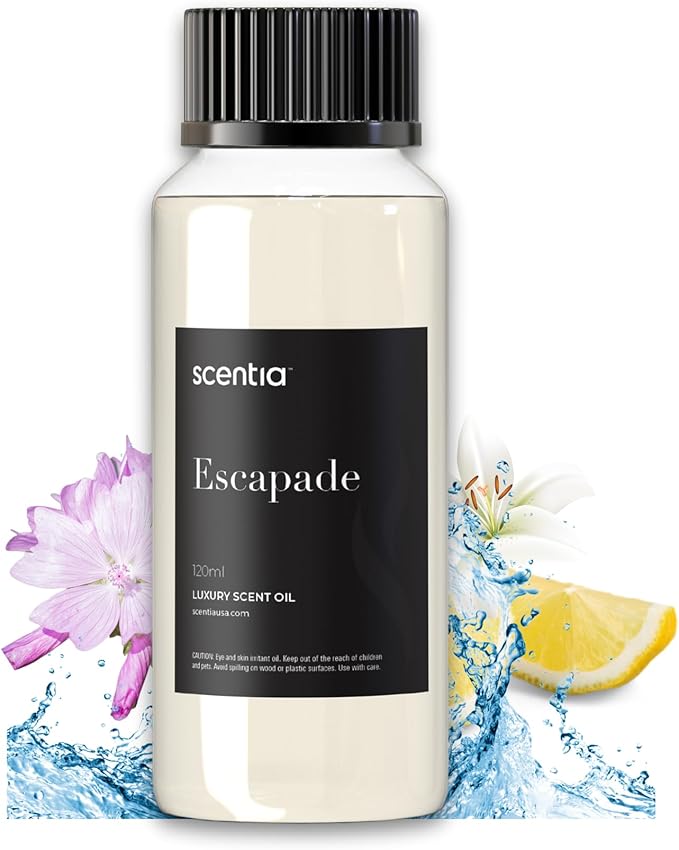 Scentia Diffuser Oil Inspired by R.itz Carl.ton Hotel - 120 mL 4.06 fl oz - Essential Oil Botanical Jasmine, Bergamot & Fresh Marine Notes for Aromatherapy Diffusers - Escapade