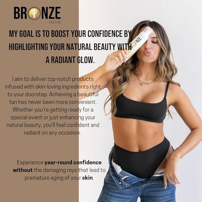 Bronze Cactus Caramel Cream Tanning Mousse | Easy Application & Instant Gratification | Dries Immediately Without Leaving You Sticky | Non-Scented, Streak Free
