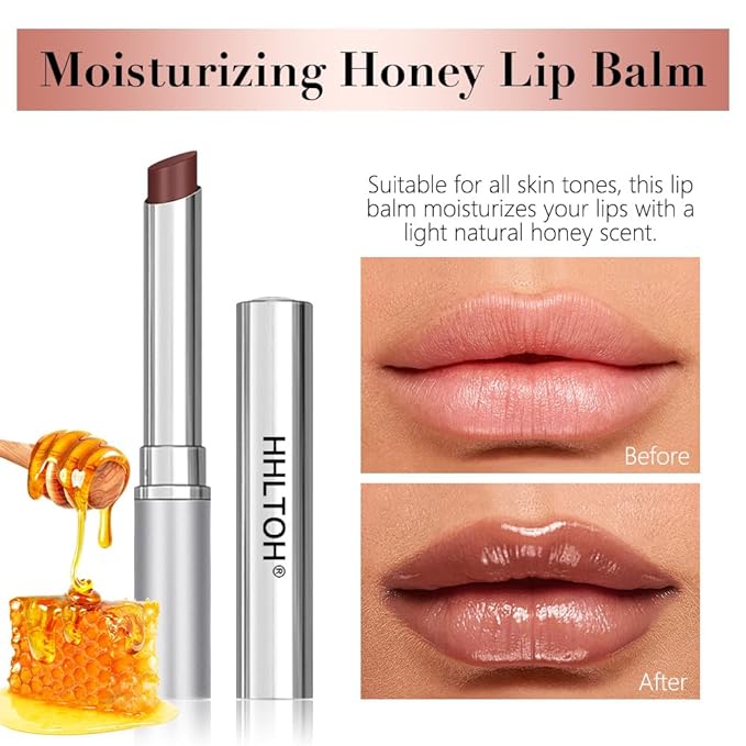 Honey Tinted Lip Balm Lipstick Set of 2, Nude + Nude, Sheer Hydrating & Lightly Tinted Lip Color, Moisturizing Nourishing Lip Balm with Natural Black Cherry Tint, For All Skin Tones