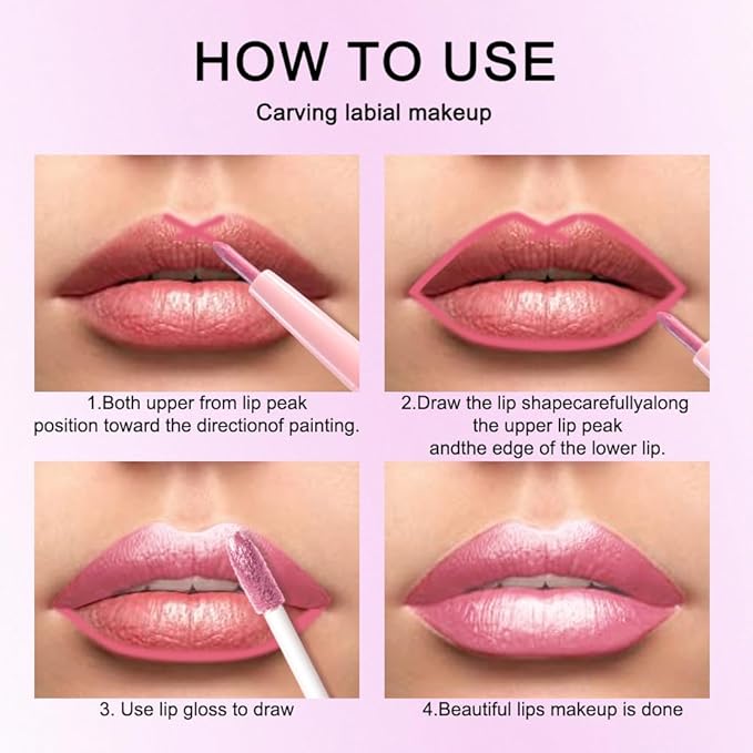 evpct Nude Pink Metallic Glitter Lip Liner and Lipstick Combo Lip Gloss Stain Set Makeup for Women Long Lasting Waterproof 24, Baby Pink Metallic Shimmer Frosted Iridescent Glossy Liquid Lipstick 19