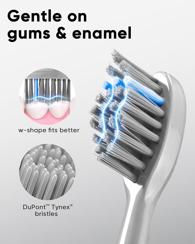 MySmile DY156 Electric Toothbrush for Adults, Rechargeable Sonic Battery Toothbrush Portable with 3 Brush Heads, 2 Mins 5 Modes Smart Timer, 45000VPM, One Charge for 60 Days – Gray