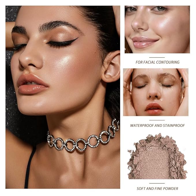 High-Pigment Waterproof & Long-Lasting Mini Eyeshadow palette – Bronze Shimmer Neutral Brown Glow Shade for Smokey Glam & Natural Nude Makeup, Blendable Metallic Eye Shadow for Blue Green Brown Eyes