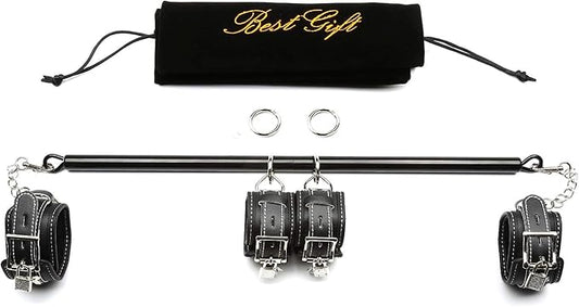 Black Portable Exercise Spreader Bar with 4pcs PU