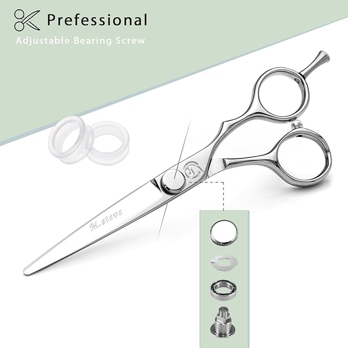 Hair Cutting Shears 6 Inch Professional Barber Scissors with Japanese 440C Stainless Steel and Razor-Sharp Convex Blades Hairdressing Hairstyling Haircutting Scissors for Salon and Home Use