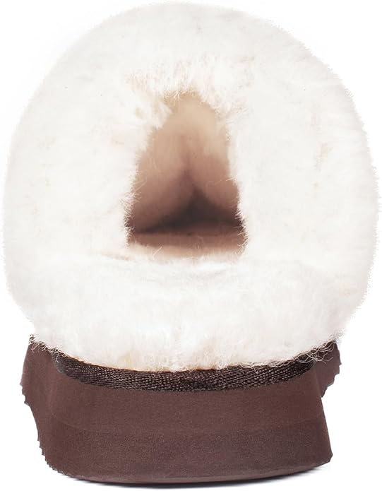 Parfeying Women's Shearling Slippers Genuine Leather with Rubber Sole, Sheepskin Fuzzy Indoor Outdoor Shoes for Home