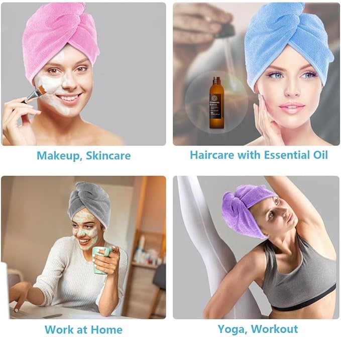 AIDEA Microfiber Hair Towel Wrap, 5 Pack Turbans, Super Absorbent Quick Dry for All Hair Types, Anti-Frizz Accessories for Women, 26"10"