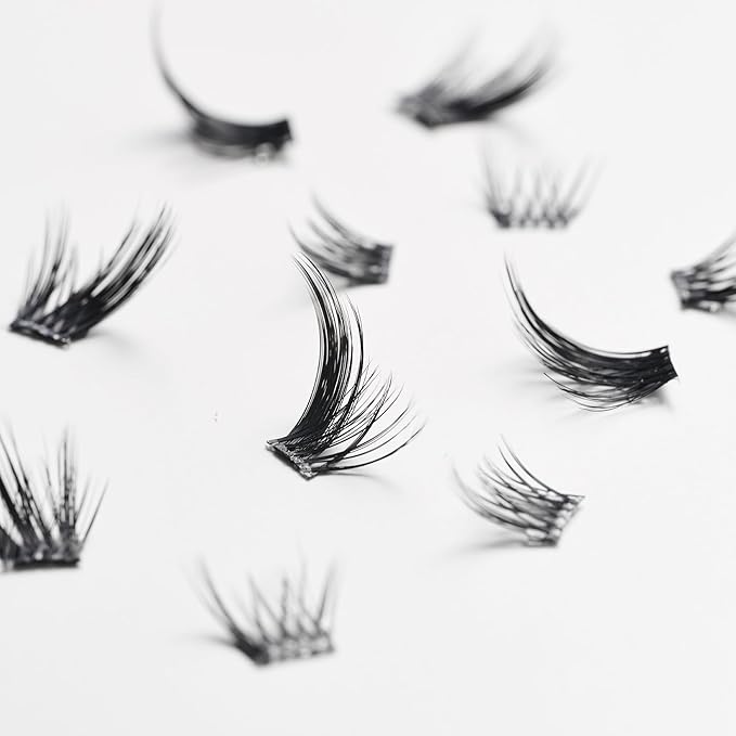 Lilly Lashes Self-Adhesive Edgy Accents Lash Clusters Toppers – Pre-Glued Clear-Band False Lashes for Effortless Application, 24 Hr All-Day Hold, Lightweight & Reusable Lash Extensions