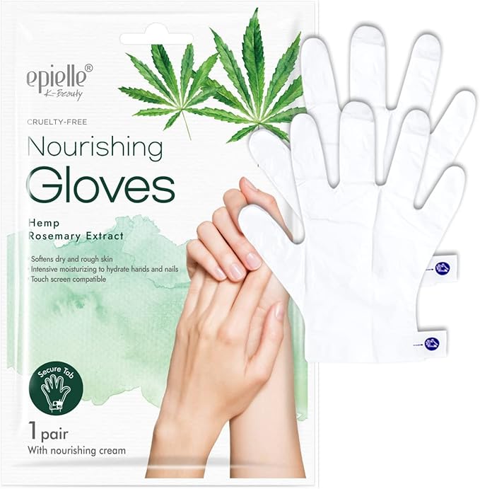 Epielle Nourishing Hand Mask 6 Pairs, Repair and Soften with Hemp & Rosemary Extract, Deep Moisturizing Gloves for Dry, Cracked Hands, Self Care Gifts for Women, Spa Kit, Stocking Stuffers