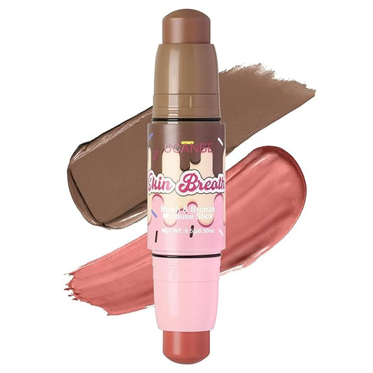 UCANBE Skin Breath Blush & Bronzer Multiuse Stick, 2-in-1 Creamy Face Cheeks Contour Makeup Stick for Natural Radiant Finish Look, Vegan & Cruelty-Free, Travel-Friendly (03 Peach Juice)