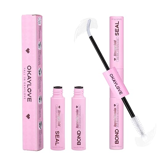 OKAYLOVE Lash Cluster Glue, Waterproof Lash Bond and Seal Lash Glue for Eyelash Clusters, 150H+ Strong Hold 2-in-1 White Eyelash Extension Glue, Quick-Drying, Non-Irritating