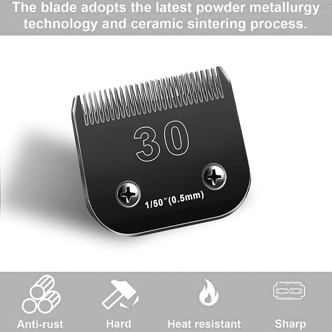 Audoc 30 Blades Dog Grooming Blades Compatible with Andis/Oster A5/Wahl KM-10 Series Dog Clippers,Detachable Clipper Replacement Blade,Black,(30#/3PC)