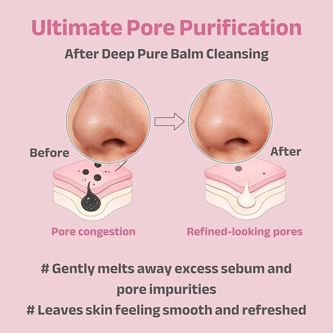 Deep Pure Cleansing Balm, Gentle Natural Face Makeup Remover Balm with CICA & Plant Oils, Nourishing & Hydrating, Removes Makeup & Sunscreen, for Oily, Dry & Sensitive Skin, Pore-Cleansing , 3.5 fl oz