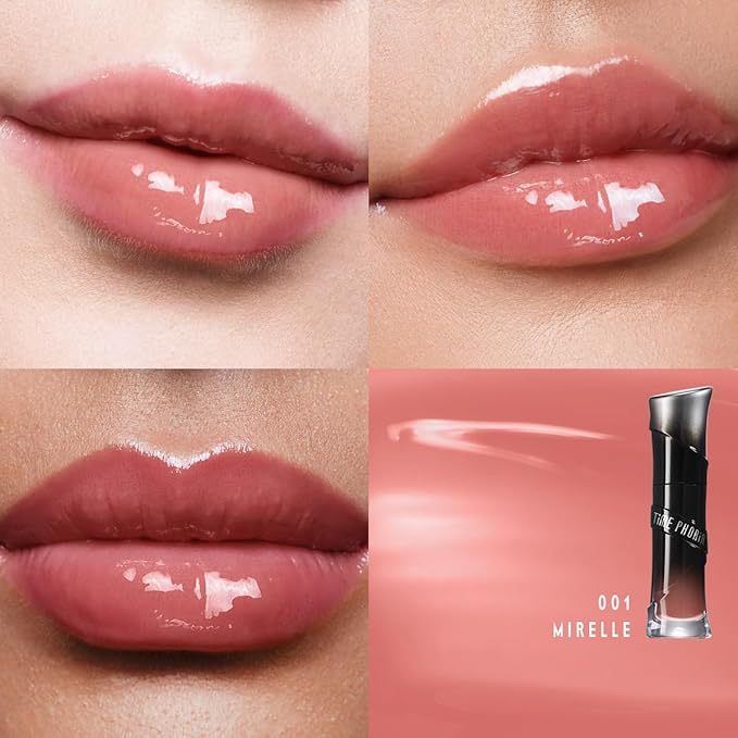 Lunara Frost 3D Lip Gloss, 001 Mirelle (Nude Pink), High-Shine Glossy Finish, Juicy Pigment Lip Gloss with 3D Plumping Effect, 24H Hydration with Hyaluronic Acid, Non-Sticky Cushiony Gel