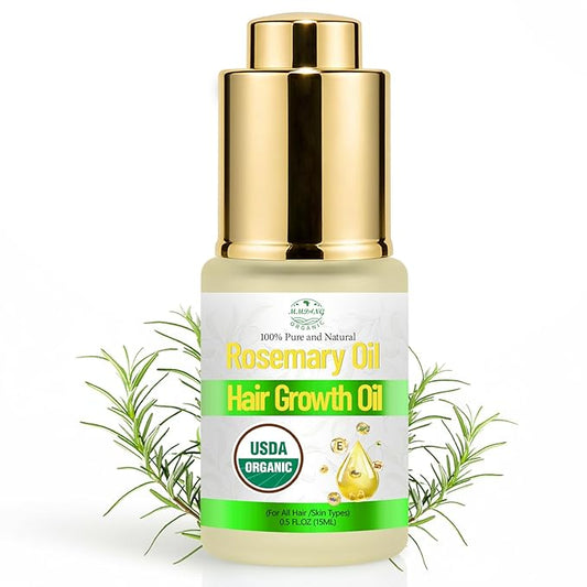 Rosemary Oil for Hair Growth with Castor, USDA Certified Organic Rose Mary Oils Cold Pressed Blend Oil for Thicker Eyebrow, Repair Damaged Hair-0.5 FL OZ