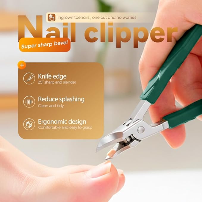 Anti-Splash 25° Slant Edge Nail Clipper 3-Piece Set, Wide Jaw 2026 New Ingrown Nail Clippers Fingernail and Toenail Clippers Clippers, Slanted Nail Clipper for Thick Nails Seniors (Black)