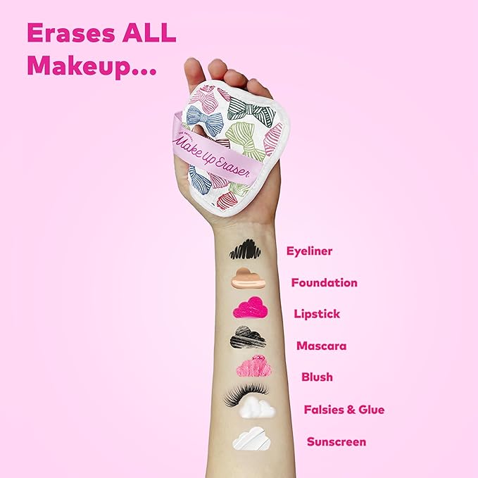 The Original MakeUp Eraser 7-Day Set, Erase All Makeup with Just Water, Including Waterproof Mascara, Eyeliner, Foundation, Lipstick, Sunscreen, and More! Fab-Bow-Lous, 7ct.