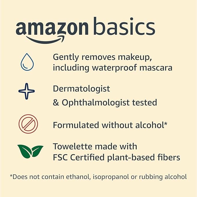 Amazon Basics Night Calming Makeup Remover Wipes, 25 wipes